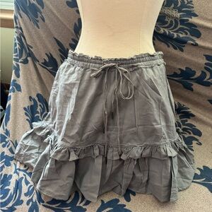 Abercrombie & Fitch Gray Drawstring ruffle cotton Skirt